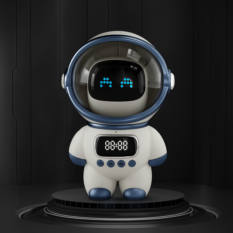 Astronaut AI™ – Alto-falante Bluetooth Inteligente com Despertador e Rádio FM
