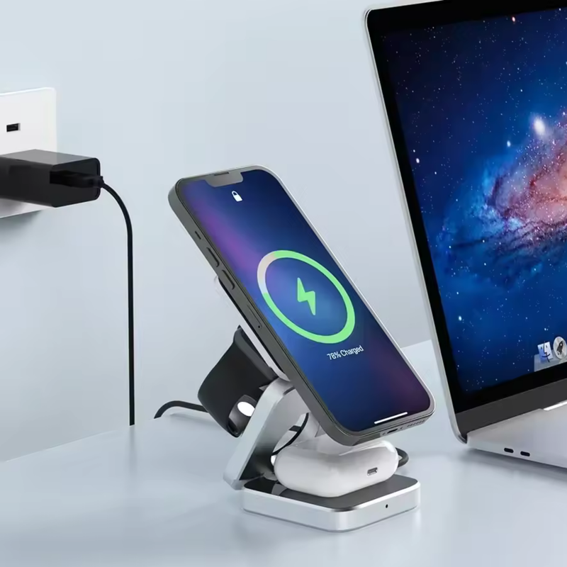 MagCharge carregador 3 em 1™ – Suporte de Carregamento Sem Fio Magnético